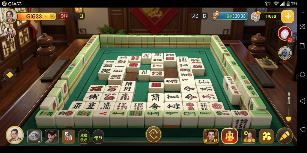 Screenshot utama GIGA33 menampilkan gameplay Mahjong yang seru dan interaktif.